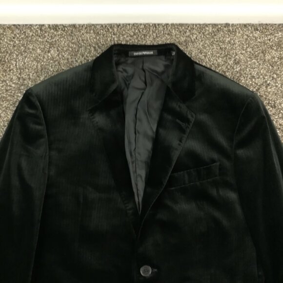 Emporio Armani Blazer Jacket Velvet G Line Herringbone Black 42R - Picture 2 of 13
